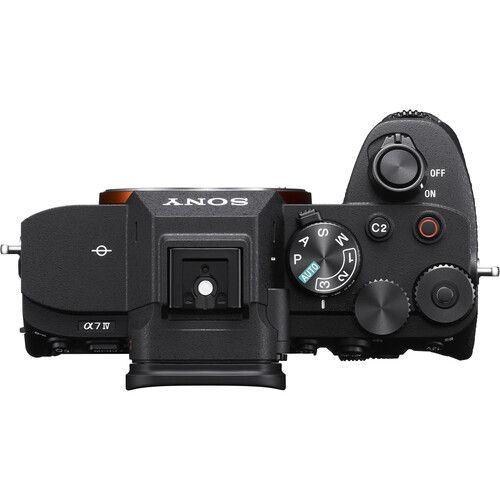 Sony A7 IV Digital Camera Body - Product Photo 10 - Top down view of the camera with the controls and flash mount visible