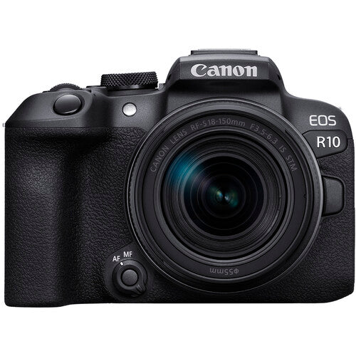 Canon EOS R10 Mirrorless Camera + RF-S 18-150mm F3.5-6.3 IS STM Lens Kit - Product Photo 4 - Front view of the camera with the lens attached