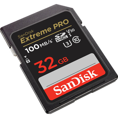SanDisk Extreme PRO 32GB SDXC Memory Card up to 100MB/s & 90MB/s Read/Write speeds, UHS-I, Class 10, U3, V30