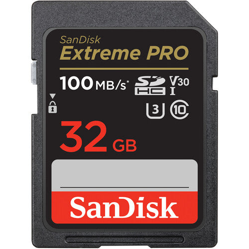 Product Image of SanDisk Extreme PRO 32GB SDXC Memory Card up to 100MB/s & 90MB/s Read/Write speeds, UHS-I, Class 10, U3, V30