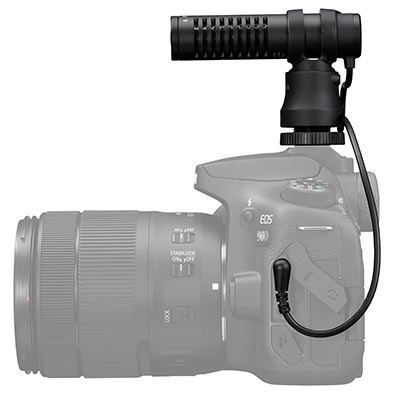 Canon DM-E100 Stereo Microphone - Product Photo 4 - Microphone attached to camera example