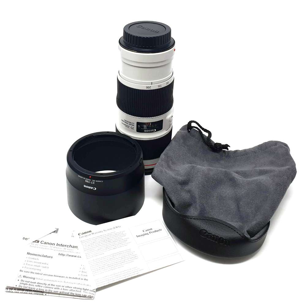 Canon EF 70-200mm f4L IS II USM Lens - Product Photo 1 - Lens, Lens Hood, Bag and Documentation