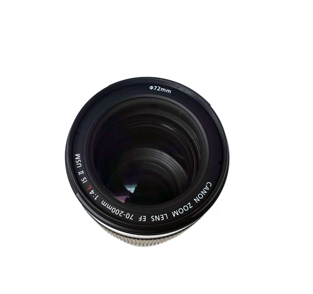 Canon EF 70-200mm f4L IS II USM Lens - Product Photo 6 - Top Down view with emphasis on the glass