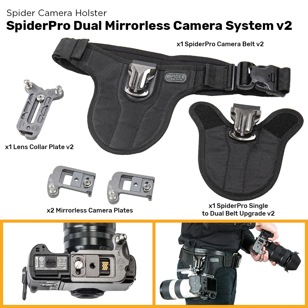 SpiderPro Belt Systems v2, Black, Dual Mirrorless SPD255