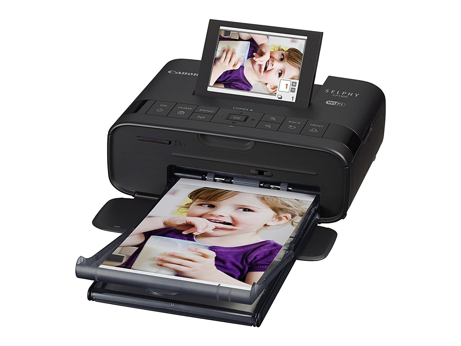 Canon SELPHY CP1300 Compact Photo Printer - Black & RP-108IN Ink & paper pack