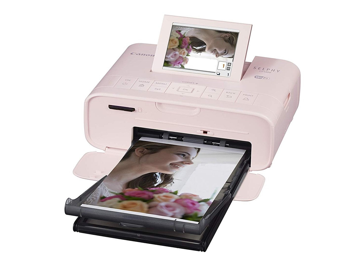 Canon SELPHY CP1300 Compact Photo Printer - Pink & RP-108IN Ink/paper pack