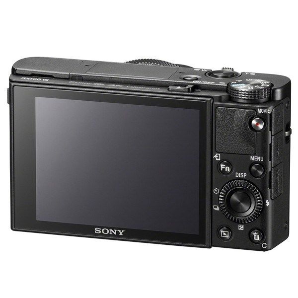 Sony Cybershot RX100 VII Compact Camera - Black - Product Photo 4 - Rear view of the camera with the screen visible and in it's natural viewing position