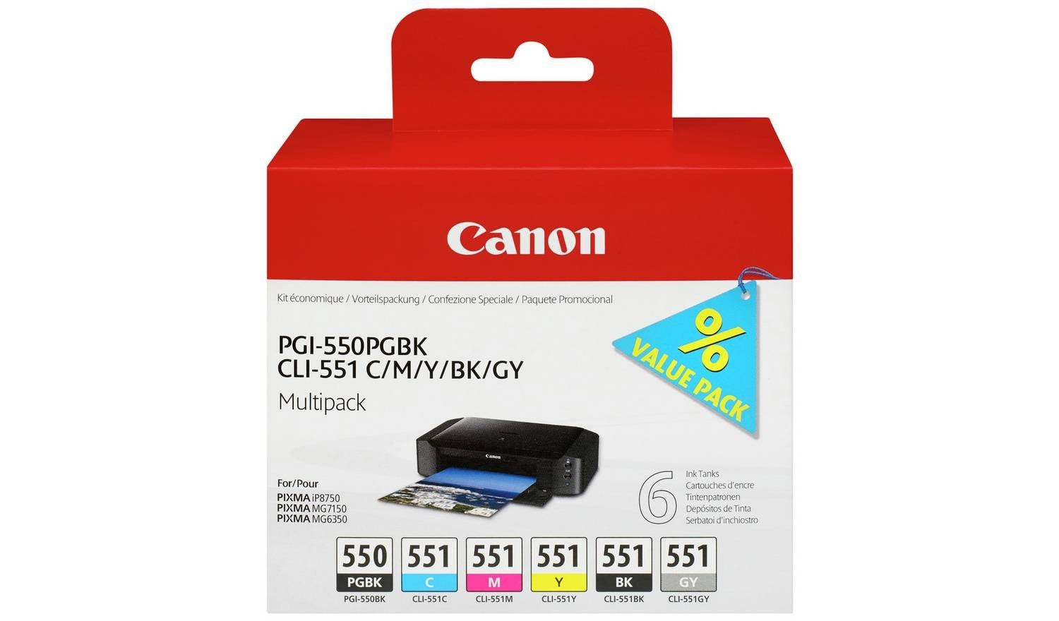 Product Image of Canon PGI-550 & CLI-551PG Pixma Ink Cartridges - Black & Colour