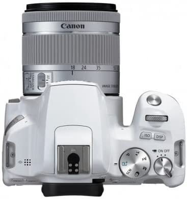 Canon EOS 250D Digital SLR Camera with 18-55mm IS STM Lens - Product Photo 4 - Top down perspective with control dials and buttons showing along with the flash mount
