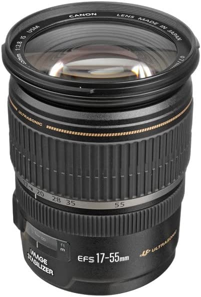 Canon EF-S 17-55mm f2.8 IS USM Lens - Product Photo 1 - Side View with emphasis on the focus controls and glass components