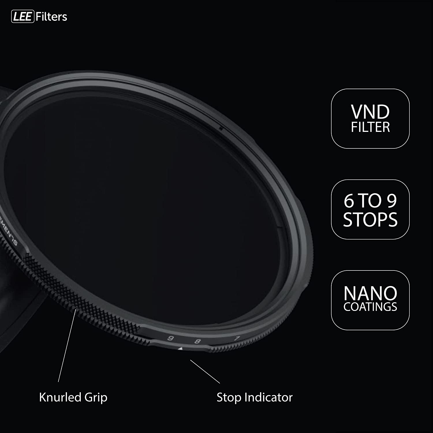 LEE Elements VND Filter, Variable Neutral Density, Featuring 6 to 9 Stops for Mirrorless and DSLR Cameras