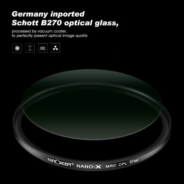 K&F Concept® 67mm Super Slim Glass Circular polariser Lens Filter Nano-X MRC Series