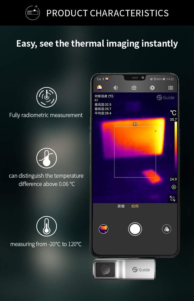 MobIR Air Thermal Imaging Camera for Smartphone Type-C Android/iOS (Type-C for Android)