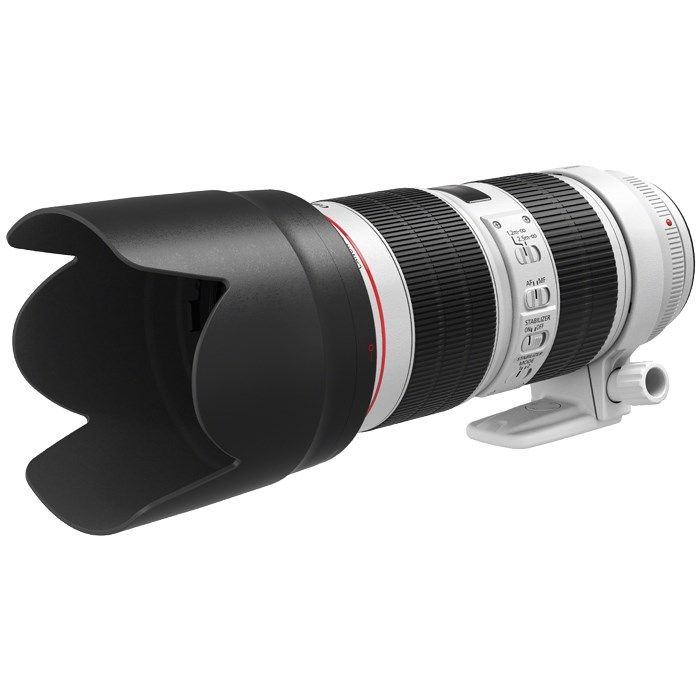 Canon EF 70-200mm f2.8L IS III USM Lens - Product Photo 5 - Side view with lens hood attachment