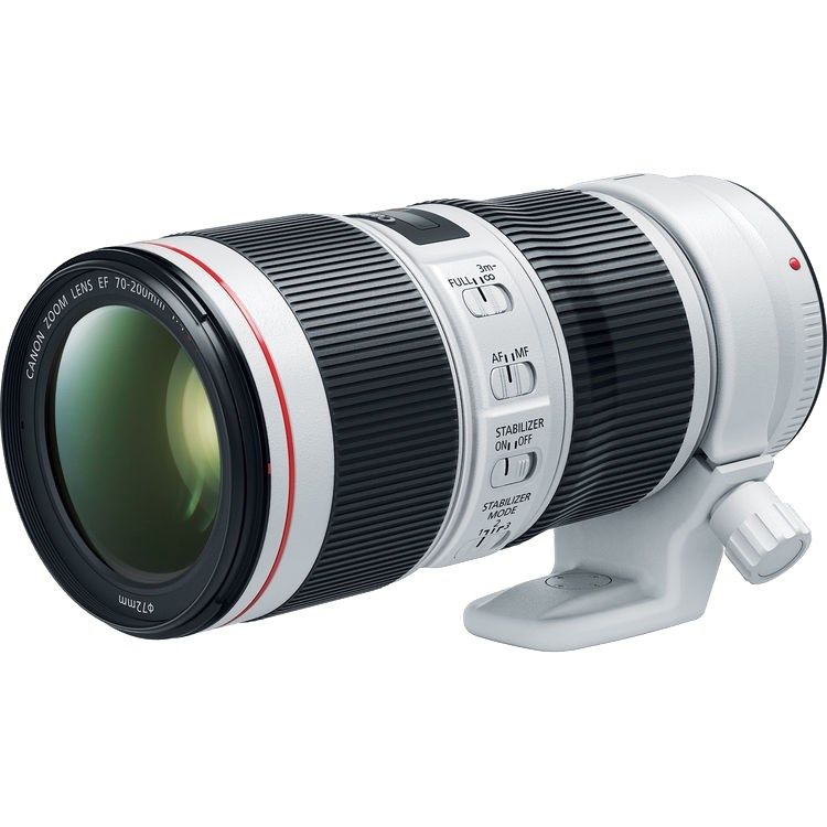 Canon EF 70-200mm f4L IS II USM Lens - Product Photo 5 - Side view with focus on the lens glass, control buttons and focus ring