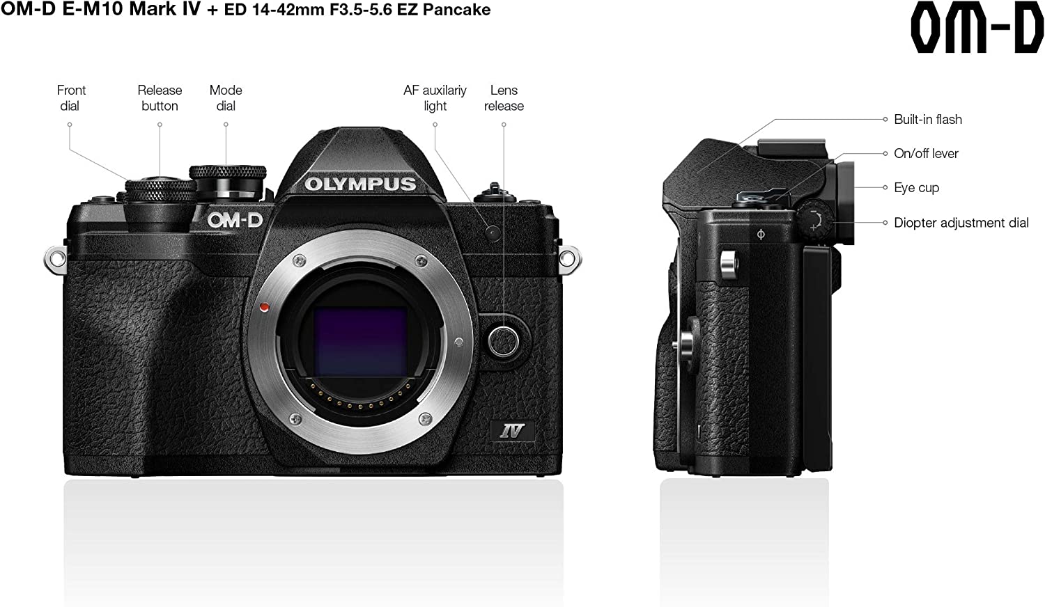 Olympus OM-D E-M10 Mark IV Camera with 14-42mm EZ Lens Kit - Black