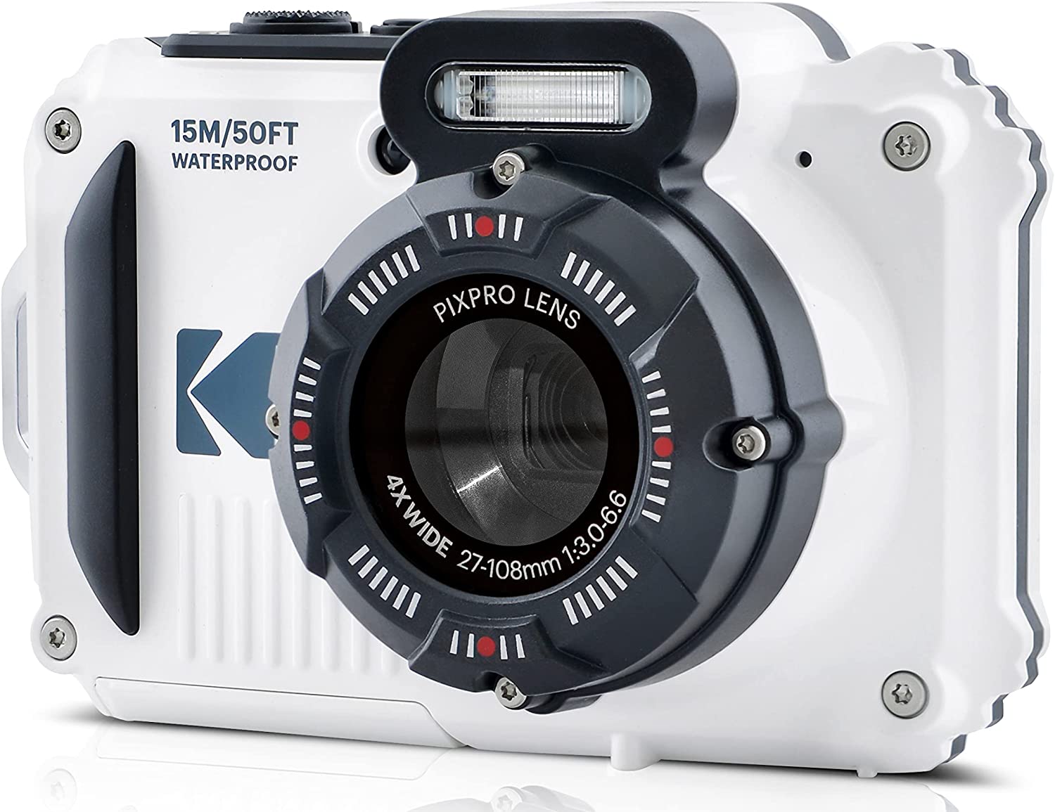 Kodak PIXPRO WPZ2 16MP 4x Zoom Tough Compact Camera - White