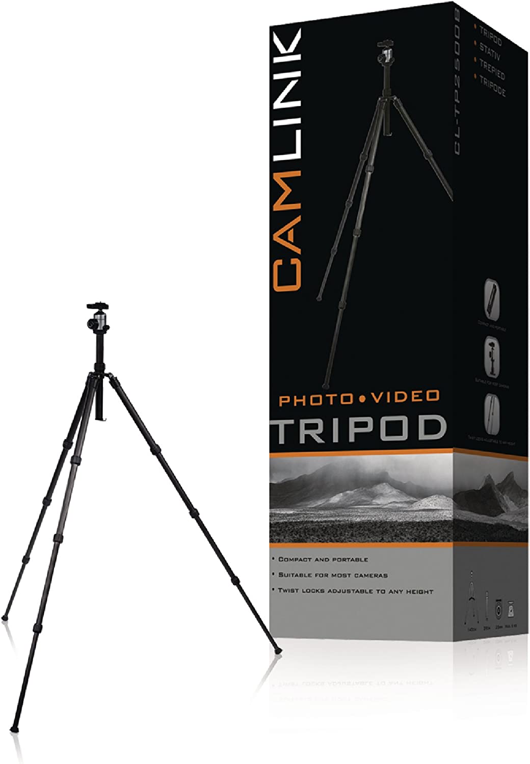 Product Image of Camlink CL-TP2500B Compact Portable Camera Tripod & Ball Head