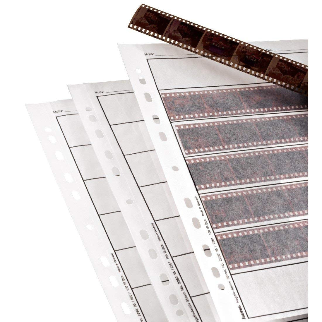 Product Image of Hama 2250 Negative File Storage Sleeves, each holding 7 strips of 6 (24 x 36 mm) Frames, Glassine (Pack of 25)