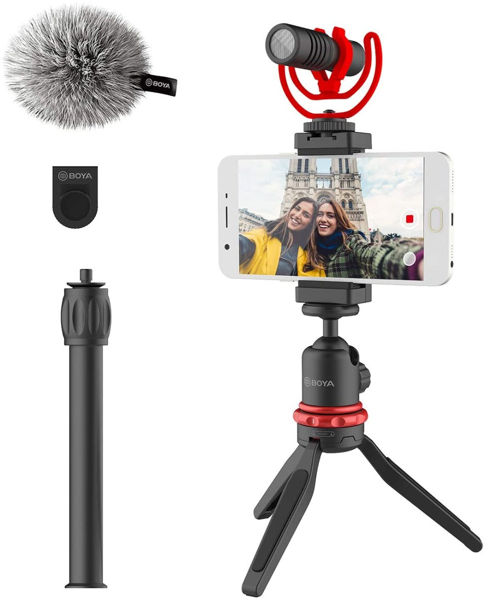 Product Image of Boya BY-VG330 Vlogging kit 1 with Mini Tripod, extension tube, and Video Microphone