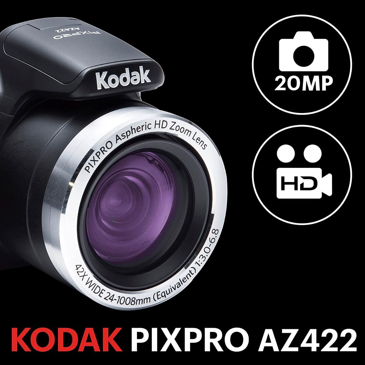 Clearance Kodak AZ422 Astro Zoom Bridge Camera - Black
