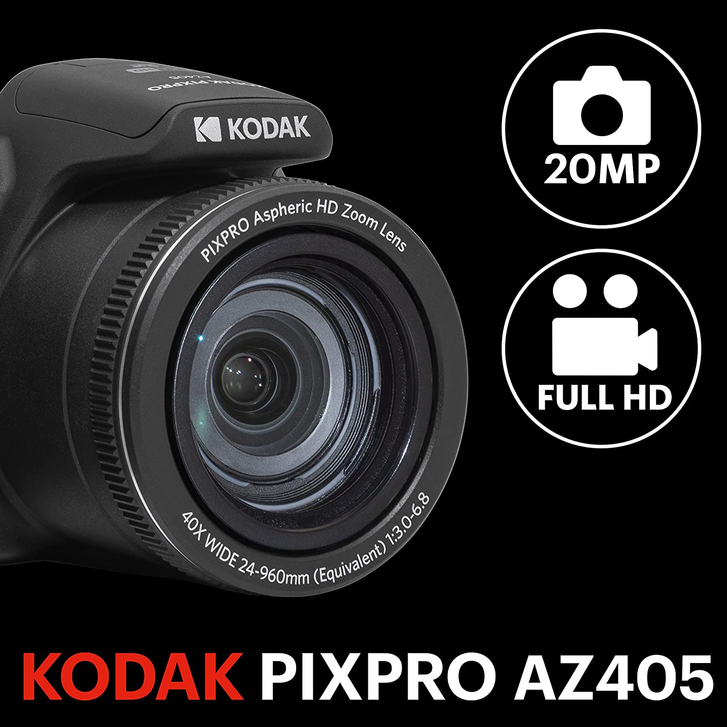 Kodak Pixpro AZ405 Digital Bridge Camera (black)