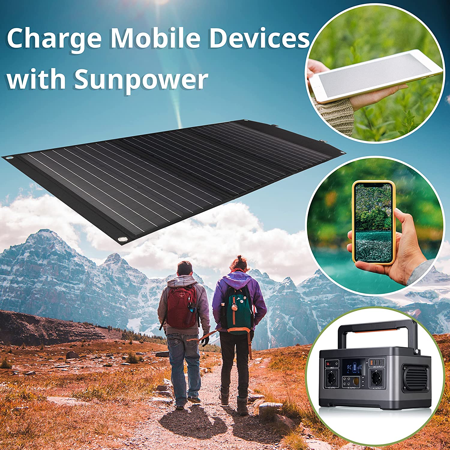 BRESSER Mobile Solar Charger 90 Watt with USB and DC output