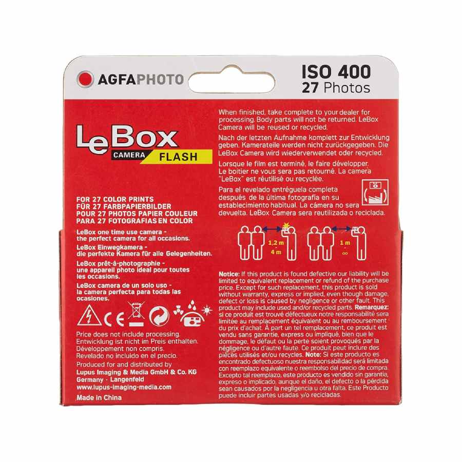 Agfa LeBox Single Use Disposable Camera with Flash 27 exposures