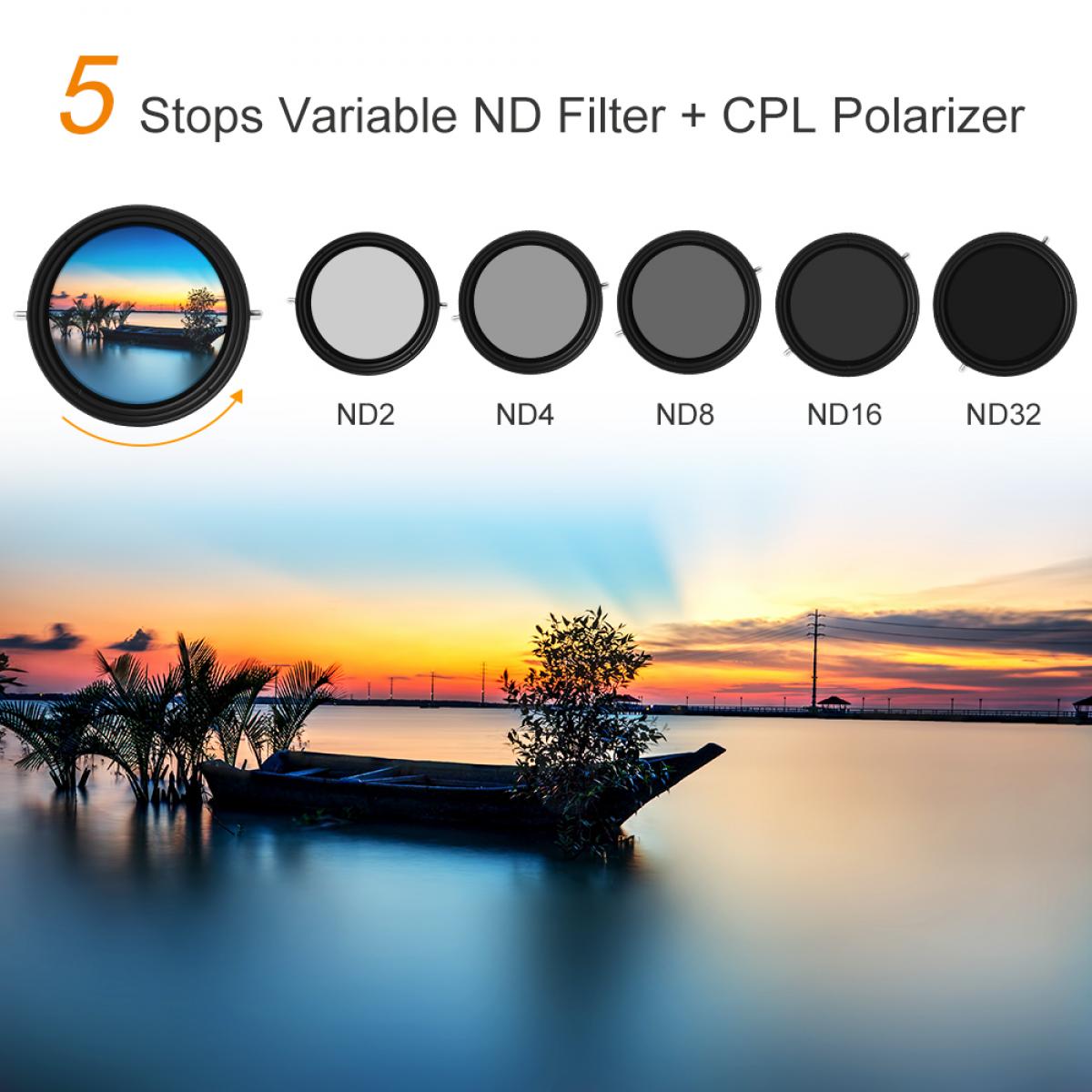 K&F Concept Variable 2 in 1 ND Filter+CPL Circular Polarising Polarizer Filter