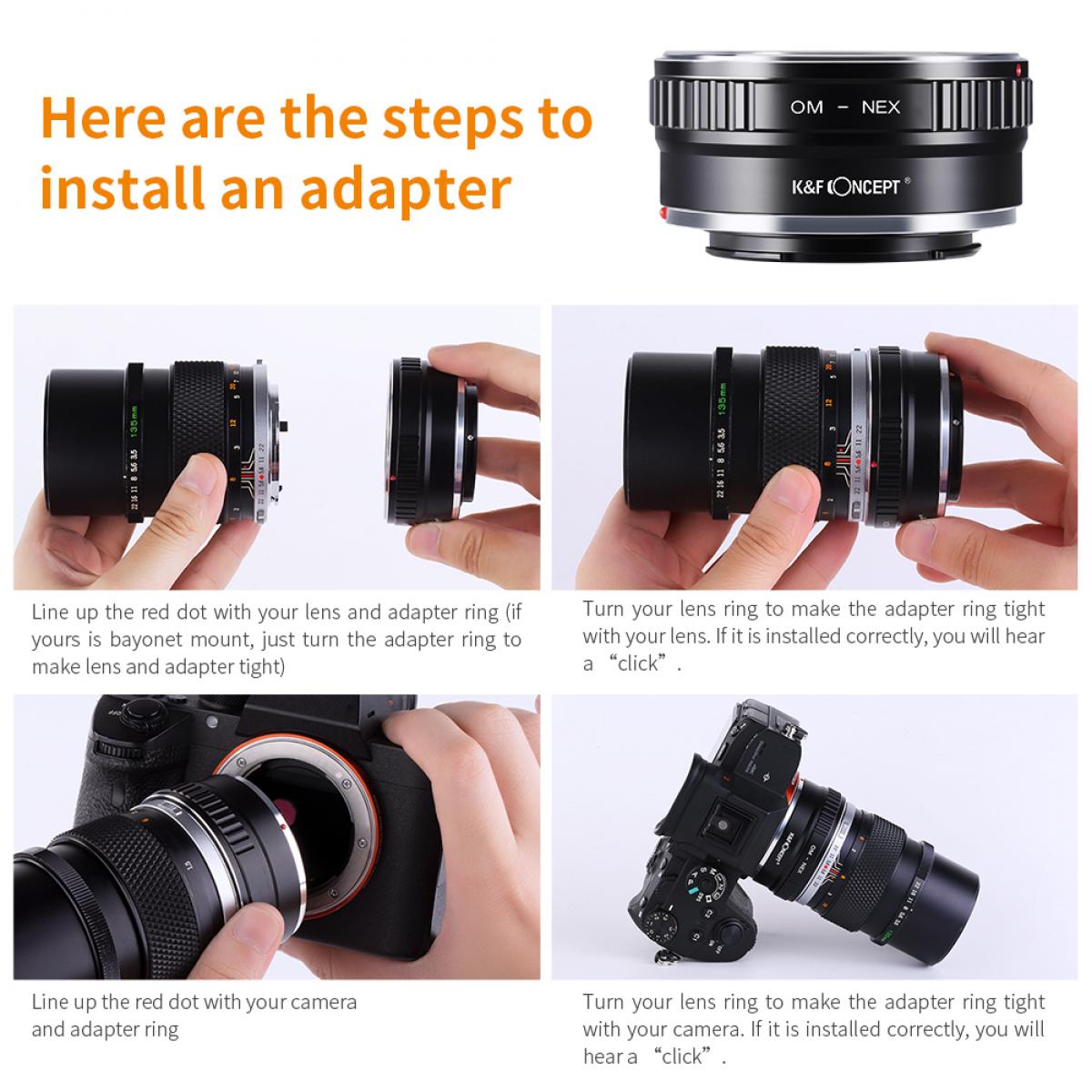 K&F Concept Olympus OM Lenses to Sony E Lens Mount Adapter K&F Concept Lens Adapter KF06.072