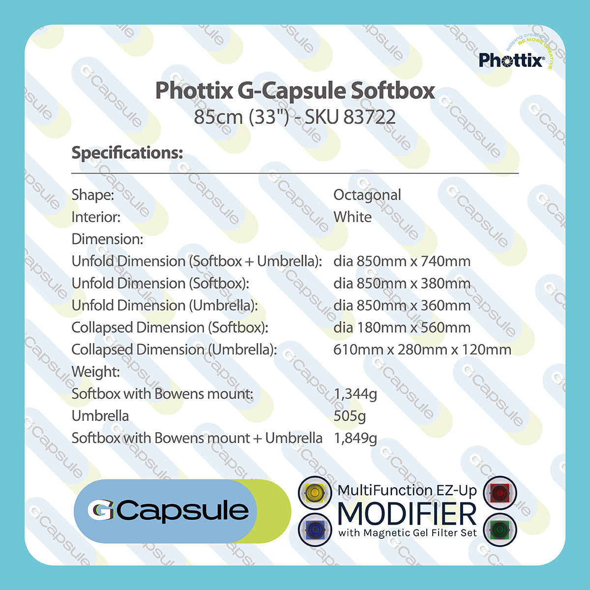 Phottix G-Capsule Multi-Function Softbox Deep 85cm (33