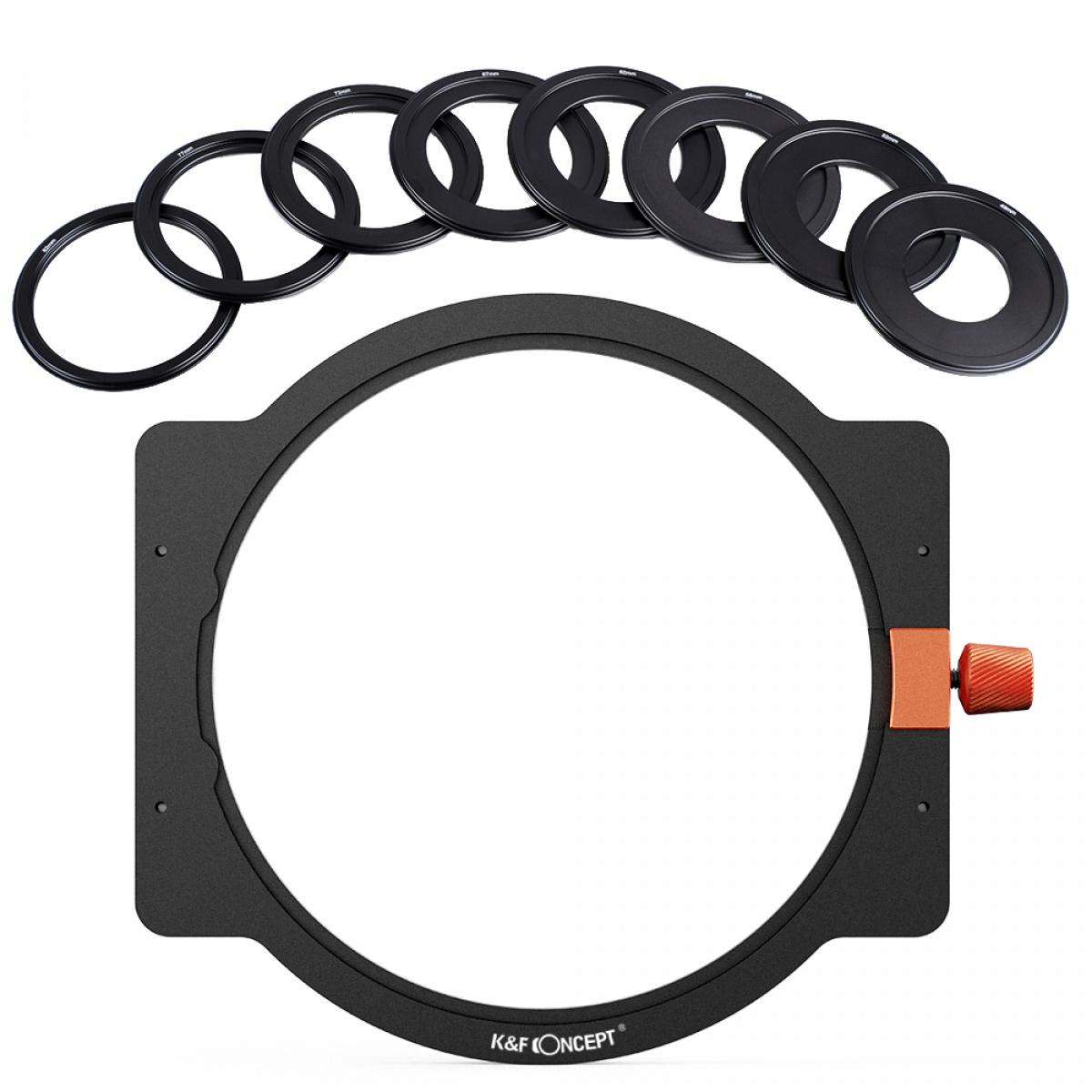 Product Image of K&F Concept Metal Square Filter Holder 100mm with 8 Lens Filter Adapter Rings 49mm-82mm