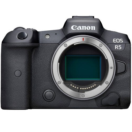 Canon EOS R5 Mirrorless Camera Body - Front view of the camera body with the internal components and sensor showing