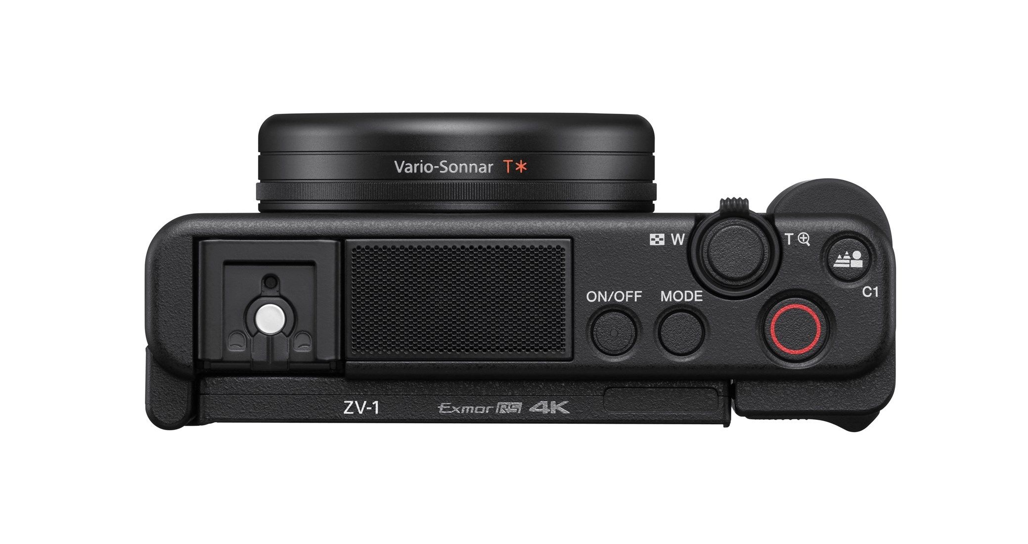 Sony ZV-1 Compact Digital Camera 4K UHD - Black With Wireless Remote Commander GP-VPT2BT - Product Photo 9 - Top down view of the camera
