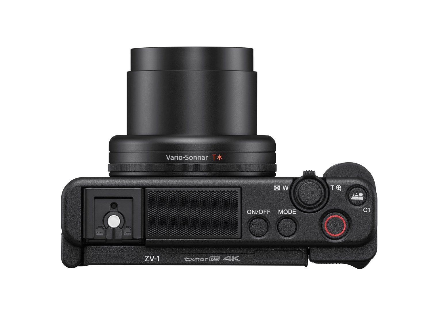 Sony ZV-1 Compact Digital Camera 4K UHD - Black With Wireless Remote Commander GP-VPT2BT - Top down view