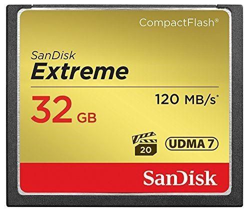 SanDisk 32GB Extreme Compact Flash Memory Card 120MB/S - Black/Gold