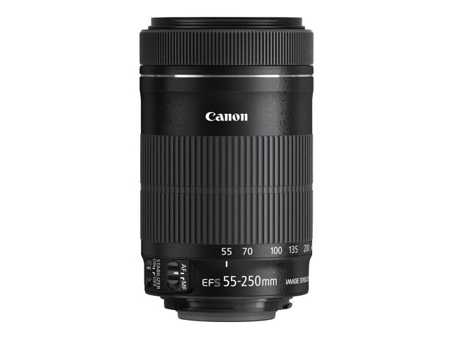 Products Canon EF-S 55-250mm f4-5.6 IS STM Lens - Product Photo 1 - Side on view, Close up