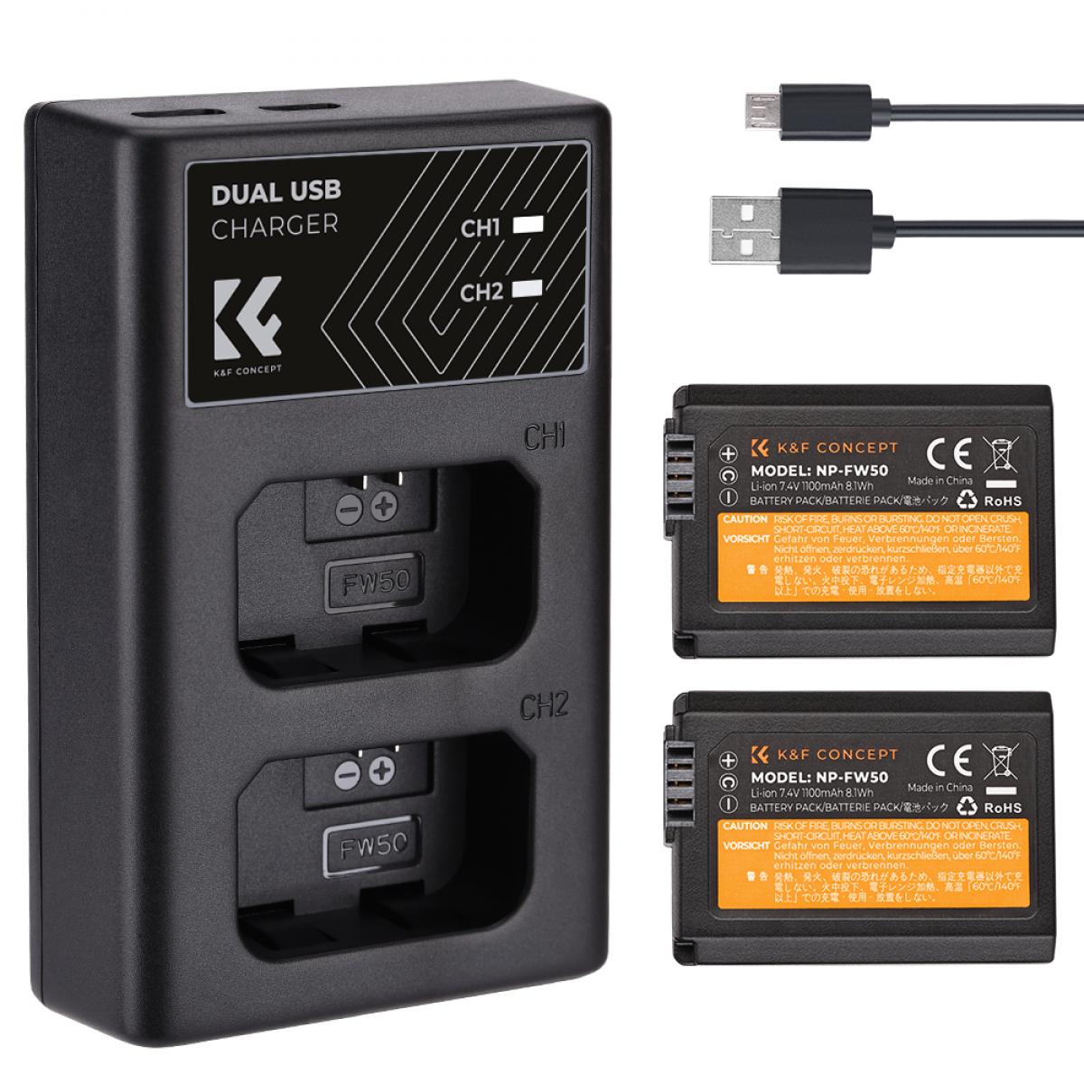 Product Image of K&F Concept NP-FW50 sony battery and dual slot battery charger kit