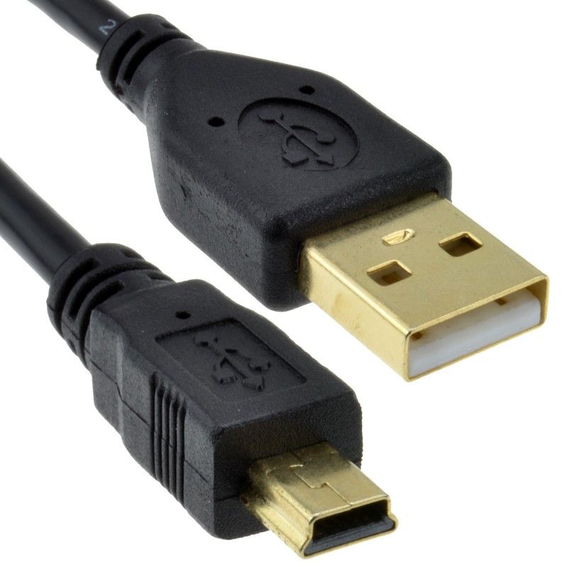 Product Image of Gold 24AWG USB 2.0 Hi-Speed A to mini-B 5 pin Cable Power & Data Lead 1m