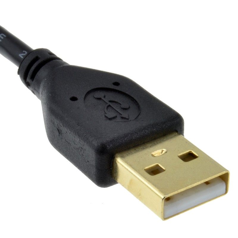 Gold 24AWG USB 2.0 Hi-Speed A to mini-B 5 pin Cable Power & Data Lead 1m