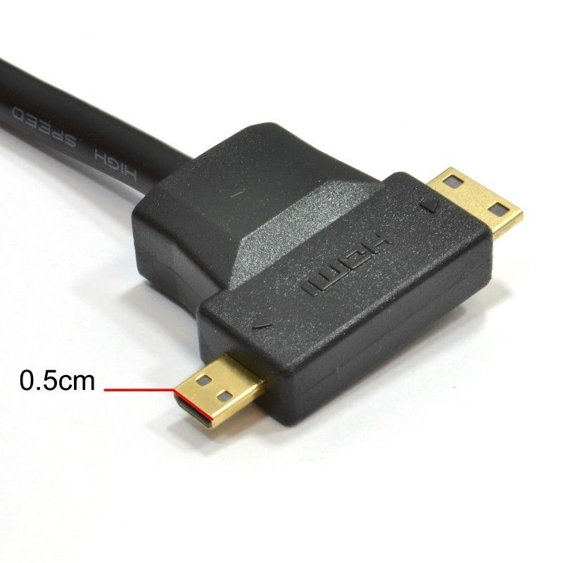 HDMI A to Micro D & MINI C HDMI Multi Use Androids & Tablets Cable 1m