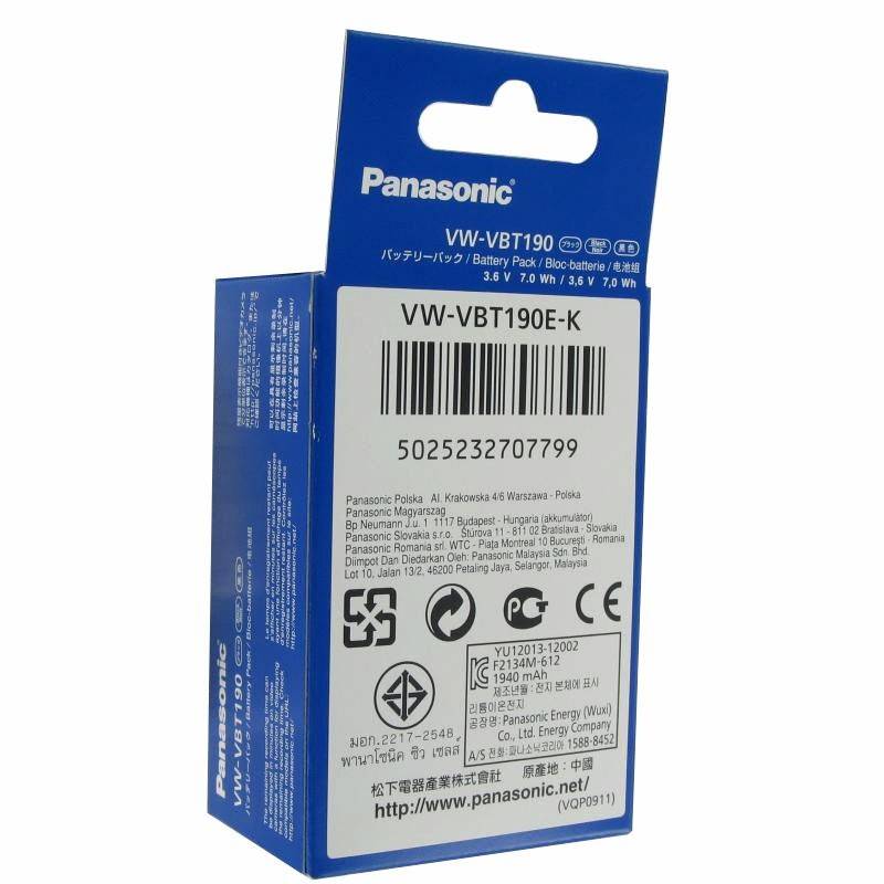 Panasonic VW-VBT190 1940mAh Camcorder Battery for V720/710. V520/510. V210. V110