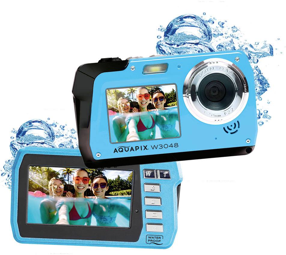 Easypix W3048 Edge Iceblue – Submersible Camera, 48MP Dual Screen