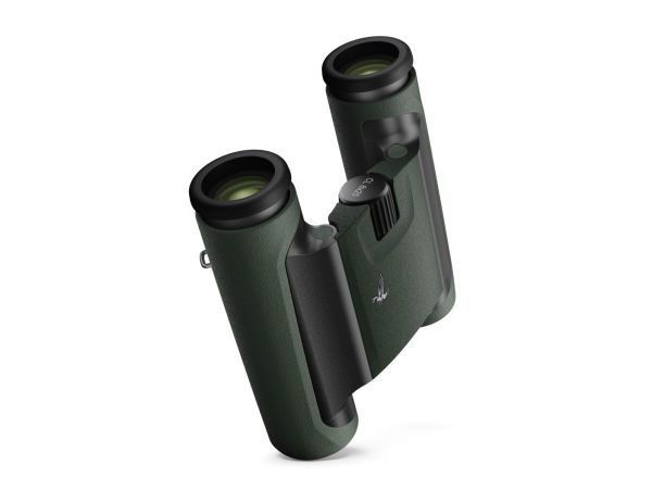 Swarovski CL 10x25 Pocket Binoculars Green with Mountain Accessory Pack - Product Photo 4 - Top down view of the binoculars with the eyepiece visible