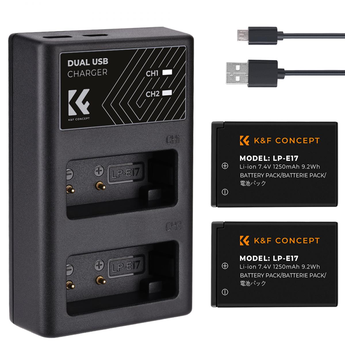 Product Image of K&F Concept LP-E17 canon battery and dual battery charger kit