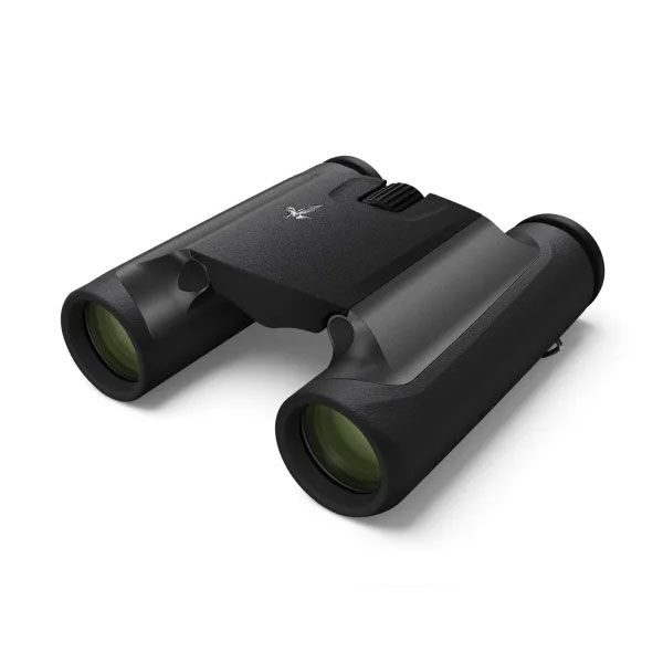 Swarovski CL 8x25 Pocket Binoculars Anthracite with Wild Nature Accessory Pack - Front view perspective of the binoculars with the glass components visible