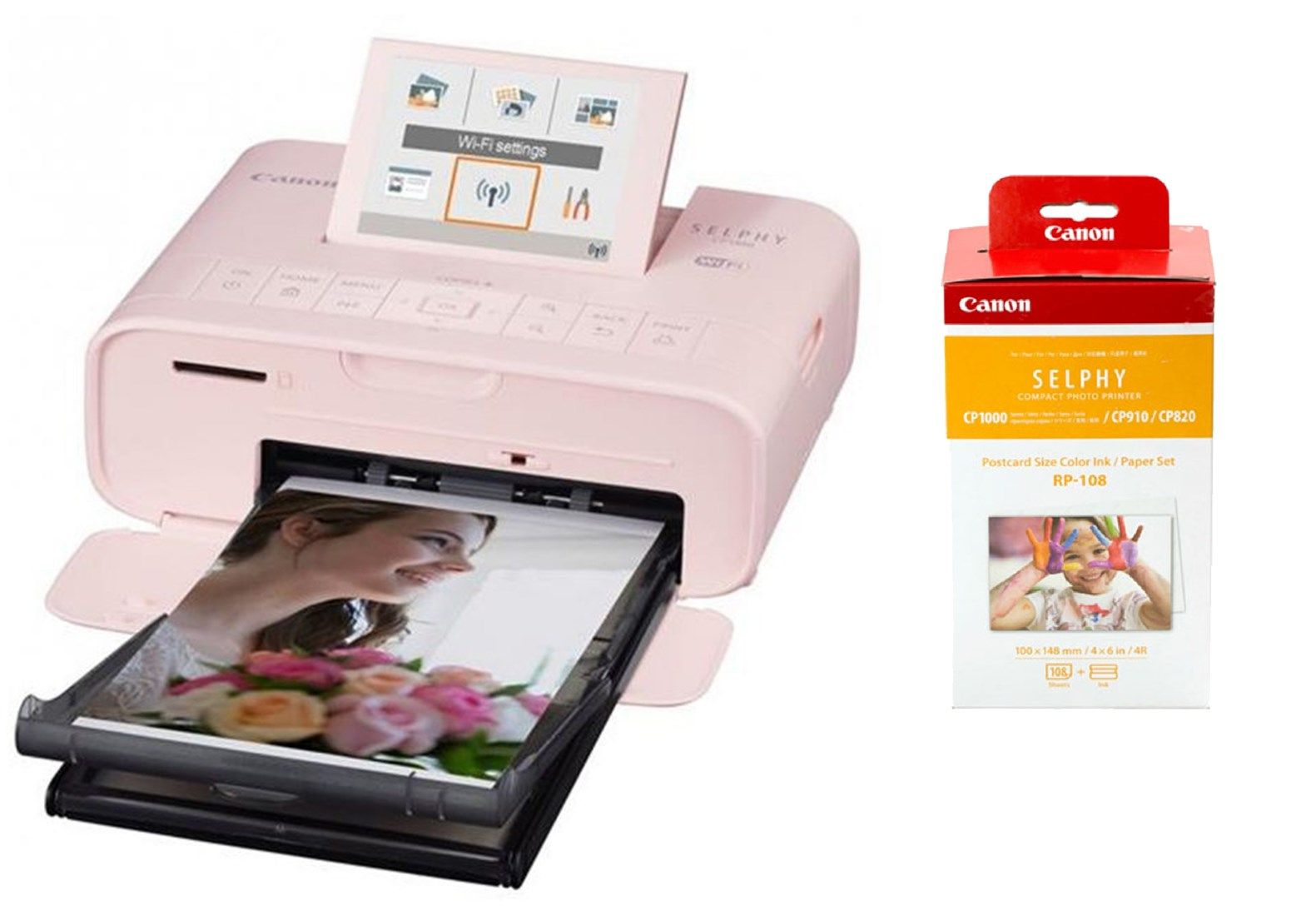 Product Image of Canon SELPHY CP1300 Compact Photo Printer - Pink & RP-108IN Ink/paper pack