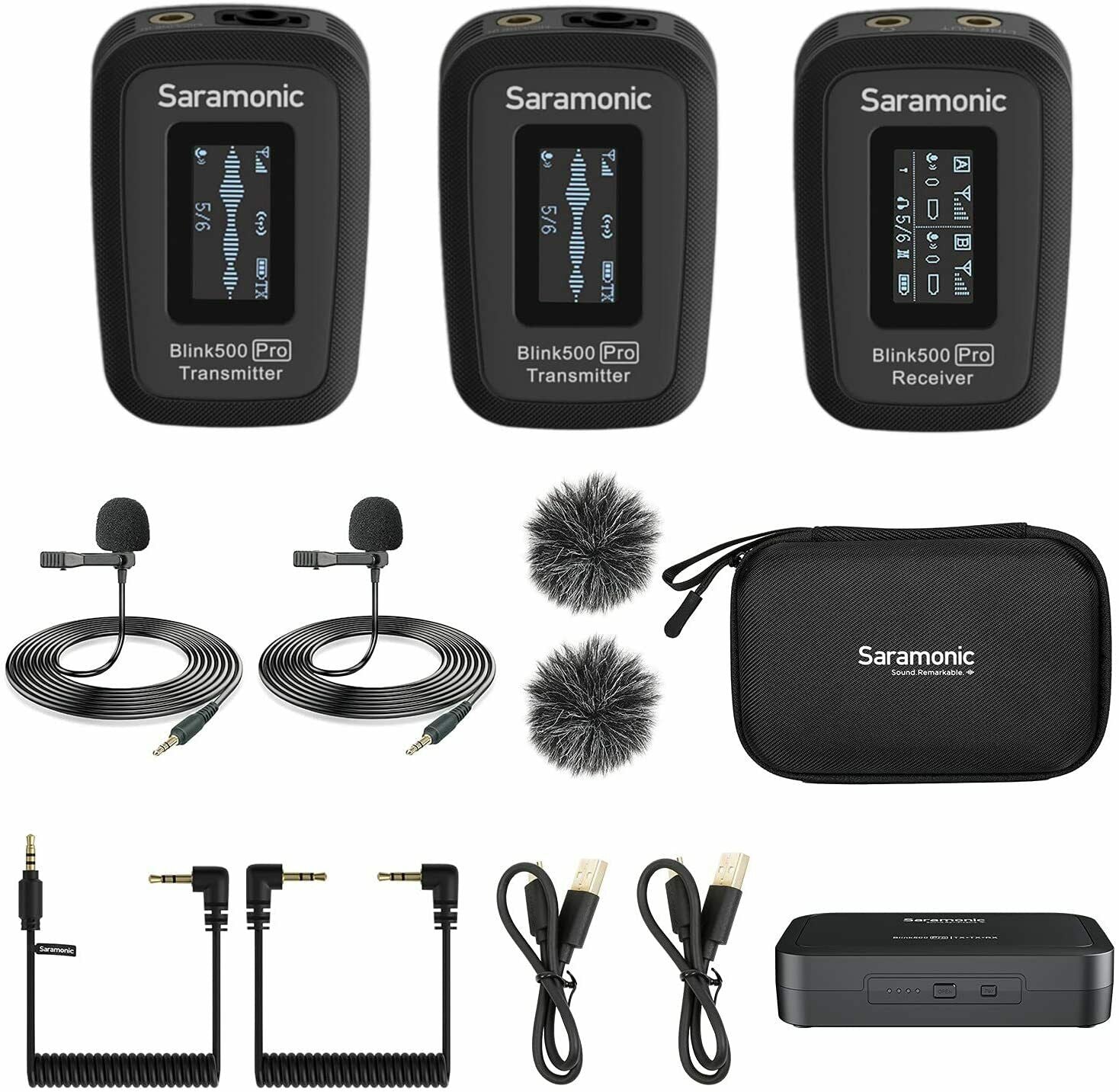 Saramonic Blink 500 TX 2.4G 2-ch Wireless Clip-On Transmitter with Built-in Microphone & Lavalier for DSLR & Mirrorless