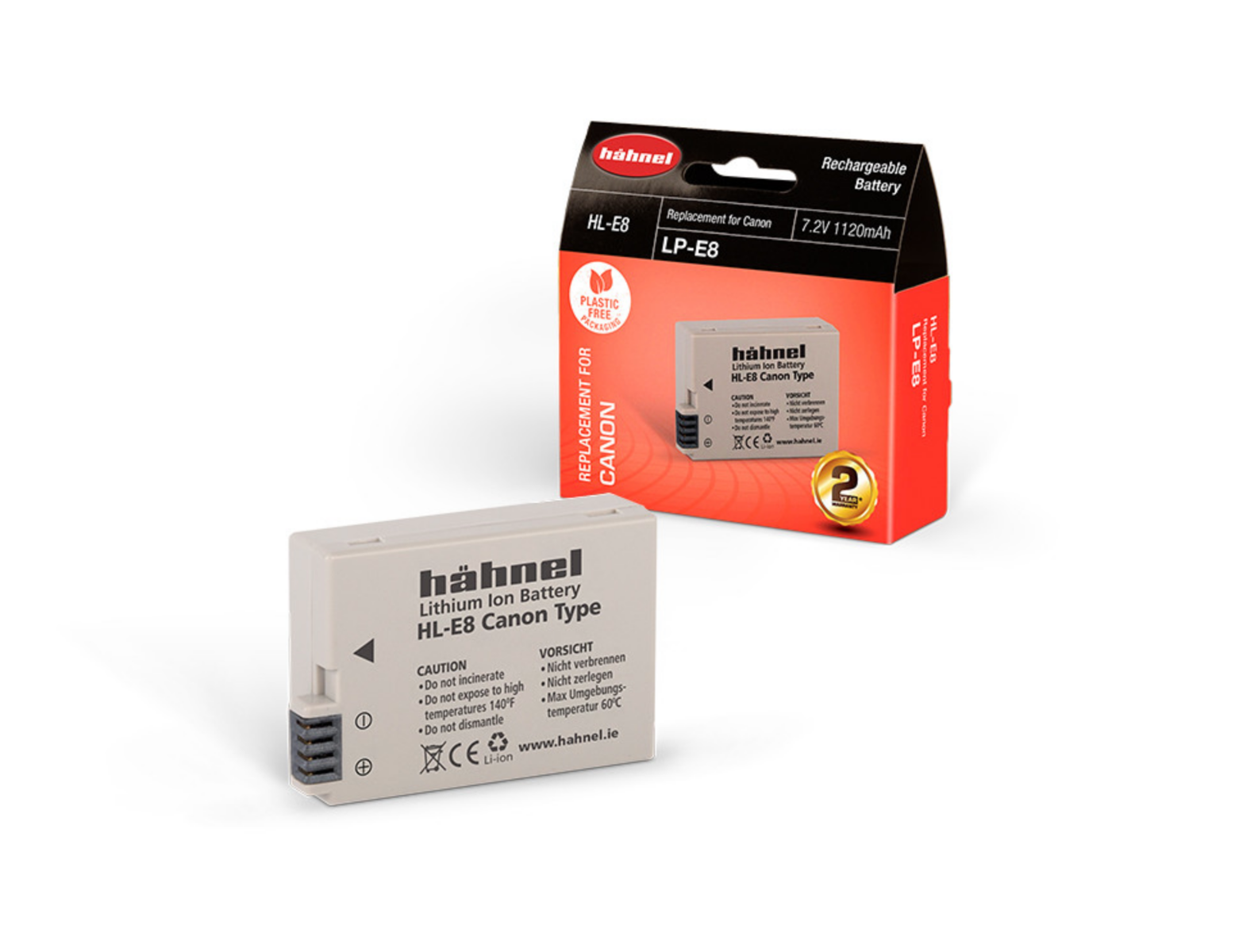 Product Image of Hahnel HL-E8 LP-E8 1120mAh 7.2V Li-ion Battery for Canon EOS 550D SLR